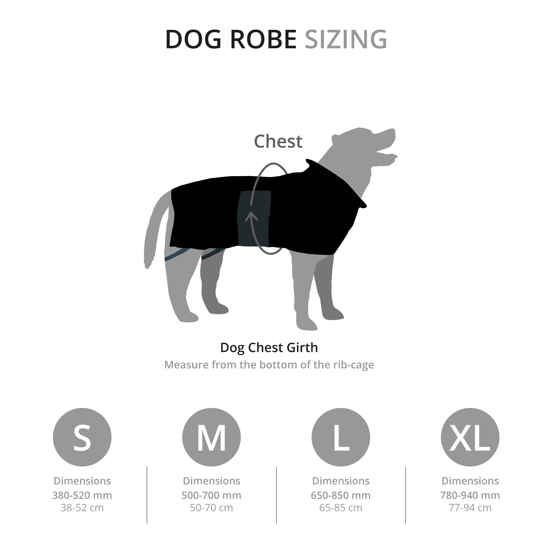 Dog robe sizes